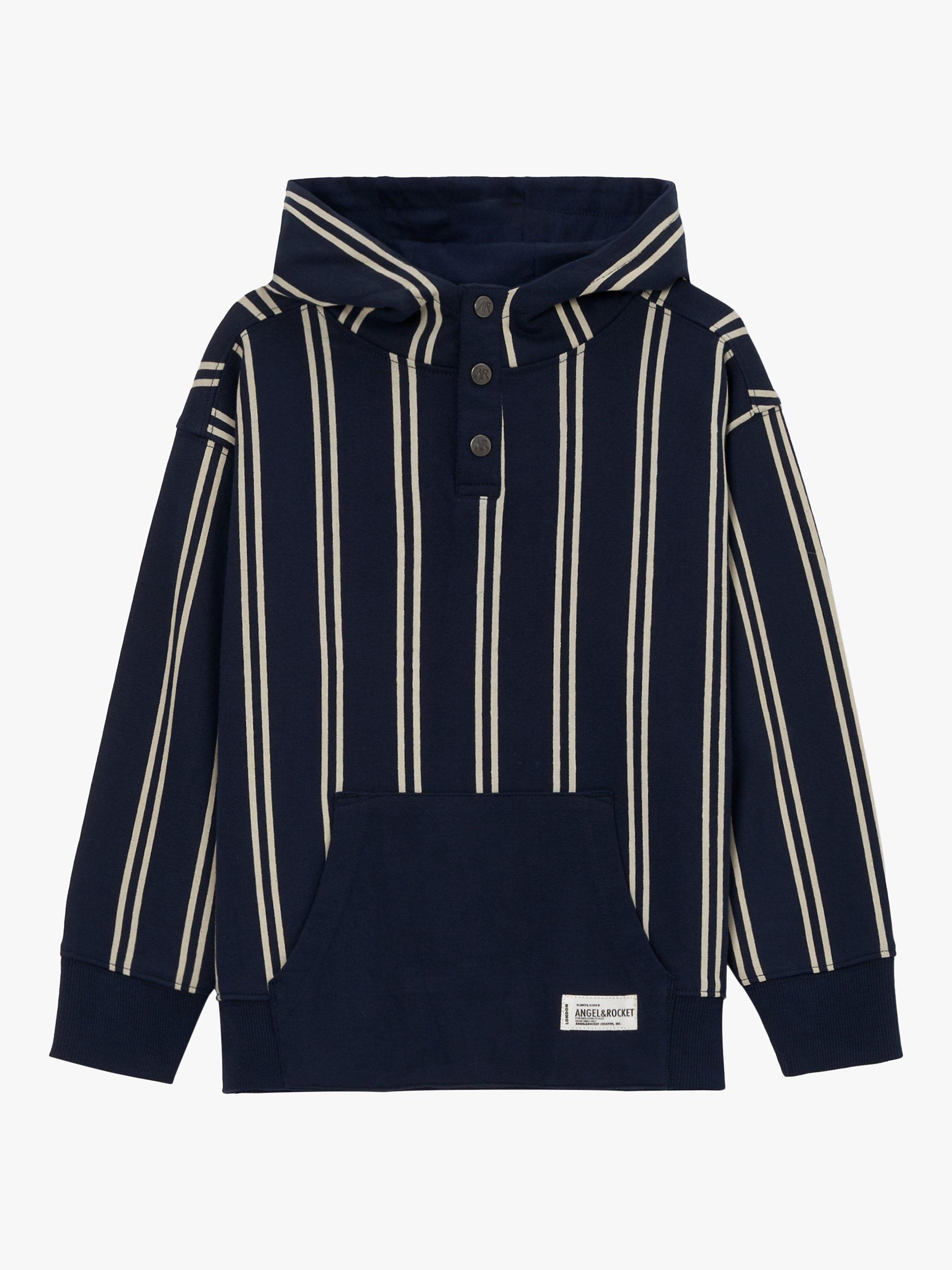 Product image 7 of 9, which shows Angel & Rocket Kids' Jackson Smart Cotton Striped Hoodie, Navy, 7-8 years