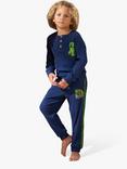 Angel & Rocket Kids' Minecraft Henley Pyjamas, Blue