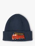 Polarn O. Pyret Kids' Rib Knit Applique Beanie Hat, Blue