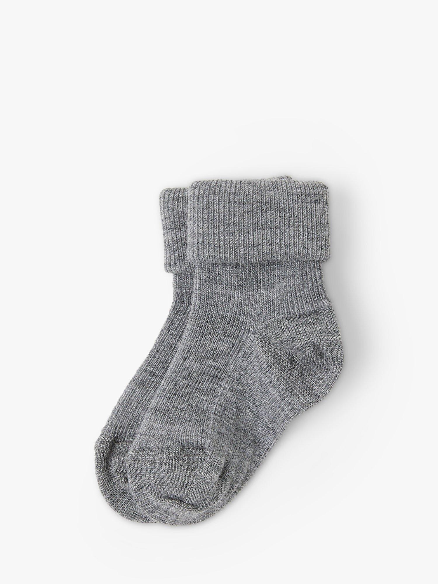 Product image 1 of 1, which shows Polarn O. Pyret Baby Socks, Pack of 2, Grey, 0-1 months