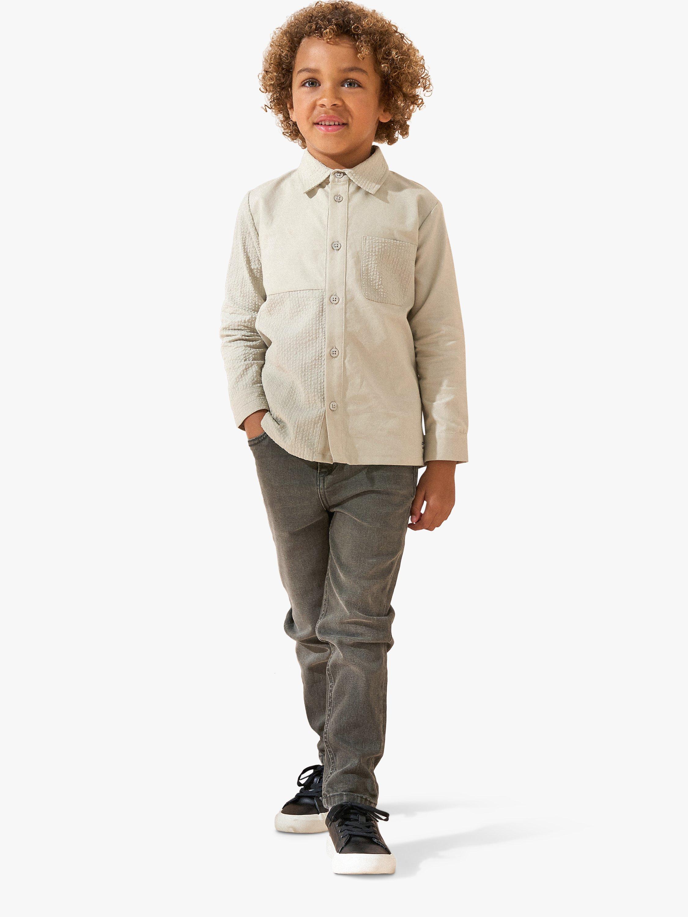 Product image 3 of 6, which shows Angel & Rocket Kids' Thomas Textured Panel Shirt, Khaki, 3 years