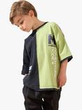 Angel & Rocket Kids' Minecraft Colour Block Tee, Black