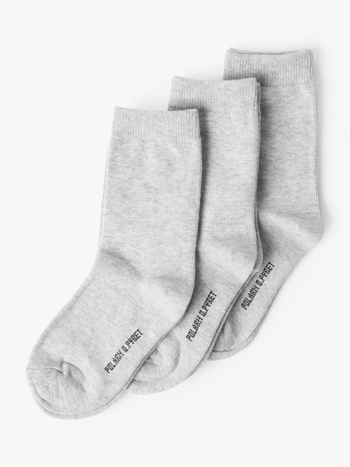 Product image 1 of 2, which shows Polarn O. Pyret Kids' Socks, Pack of 3, Grey, 1-4 months