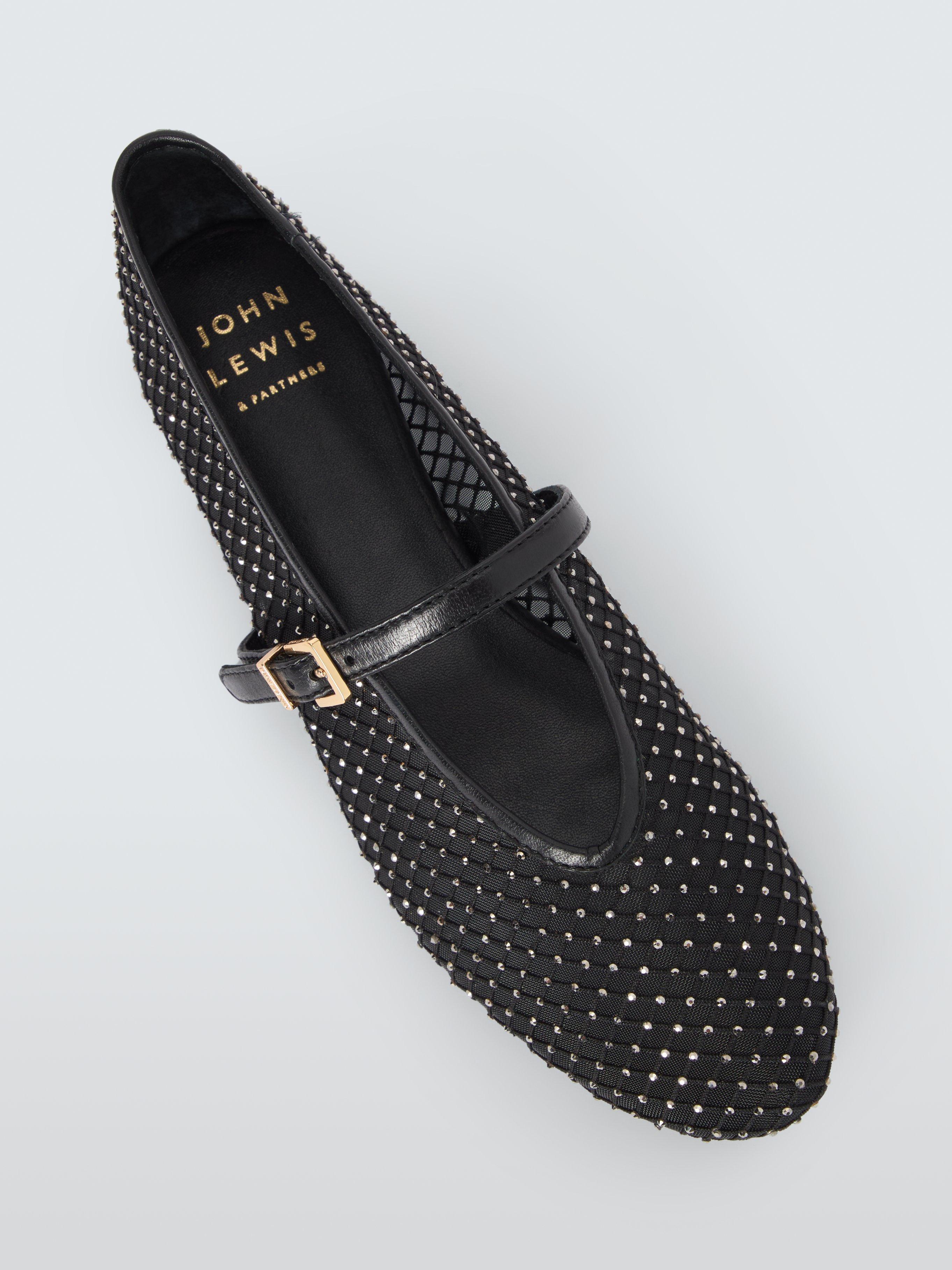 John Lewis Hendrix High Cut Mesh Ballerina Pumps Black