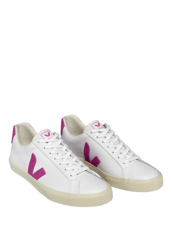 VEJA Esplar Leather Trainers, White Ultraviolet - view 2, White Ultraviolet