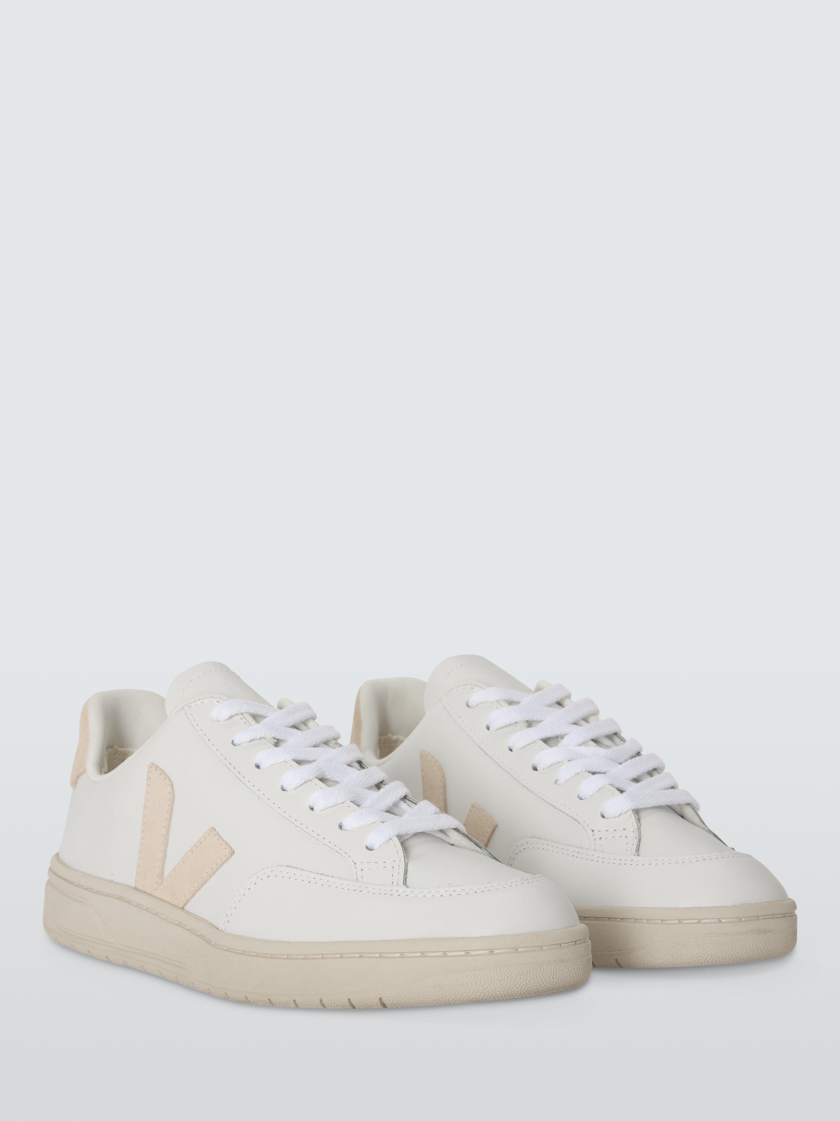 Product image 2 of 4, which shows VEJA V12 Leather Lace Up Trainers, White Sable, 4