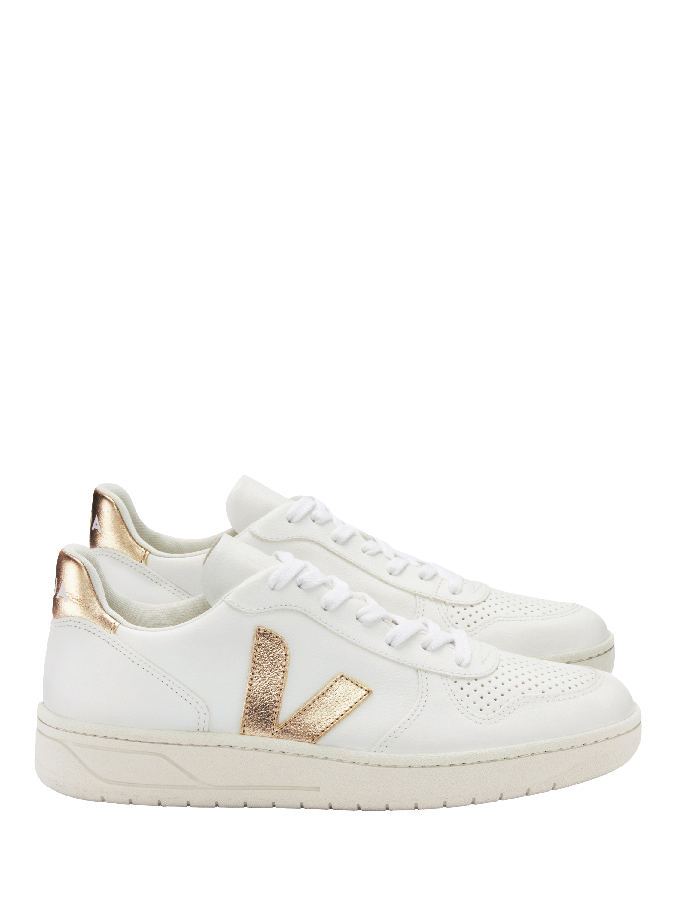 VEJA V10 Leather Trainers, White/Platine