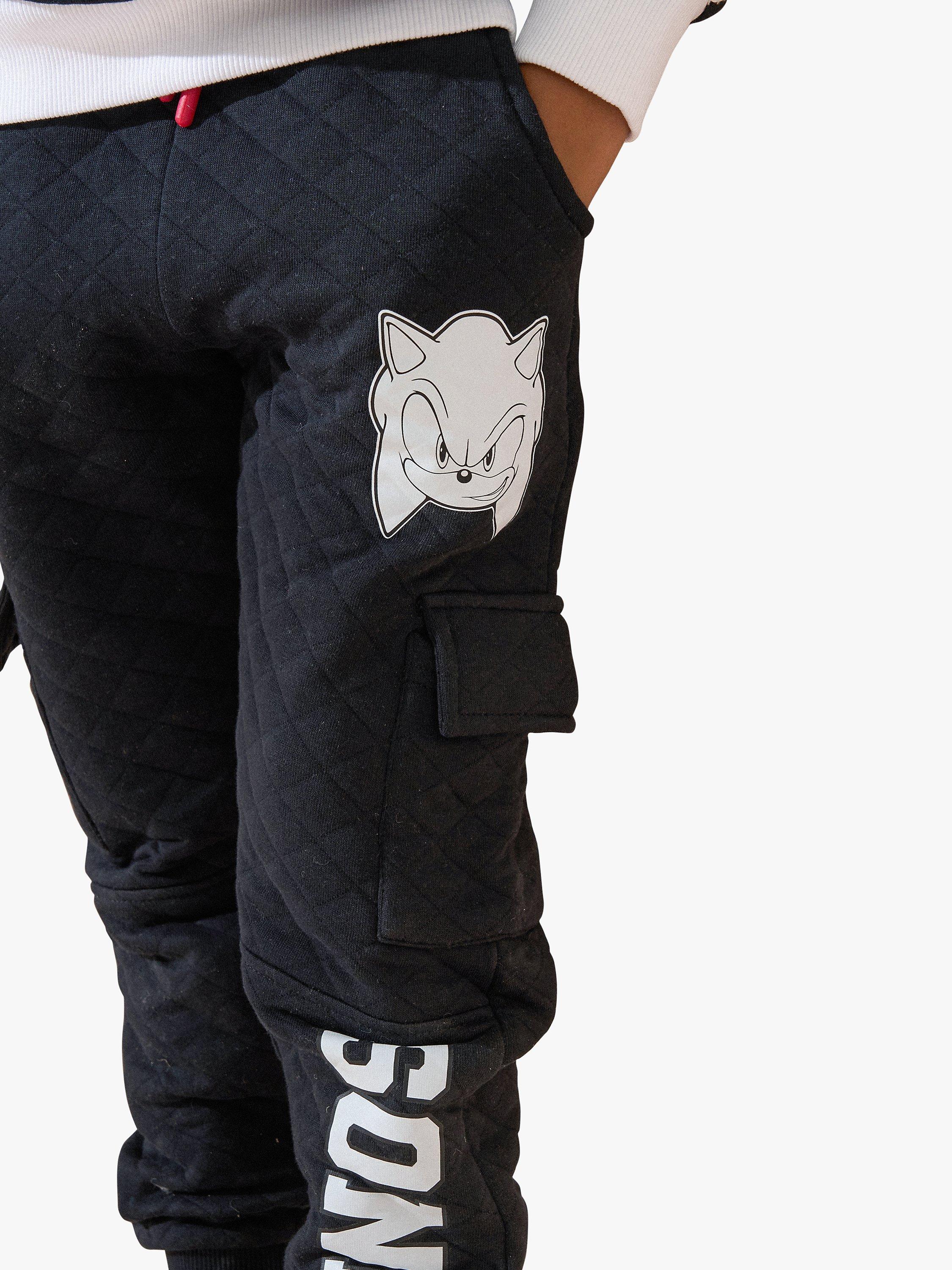Product image 2 of 6, which shows Angel & Rocket Kids' Sonic Cargo Joggers, Black/White, 3-4 years