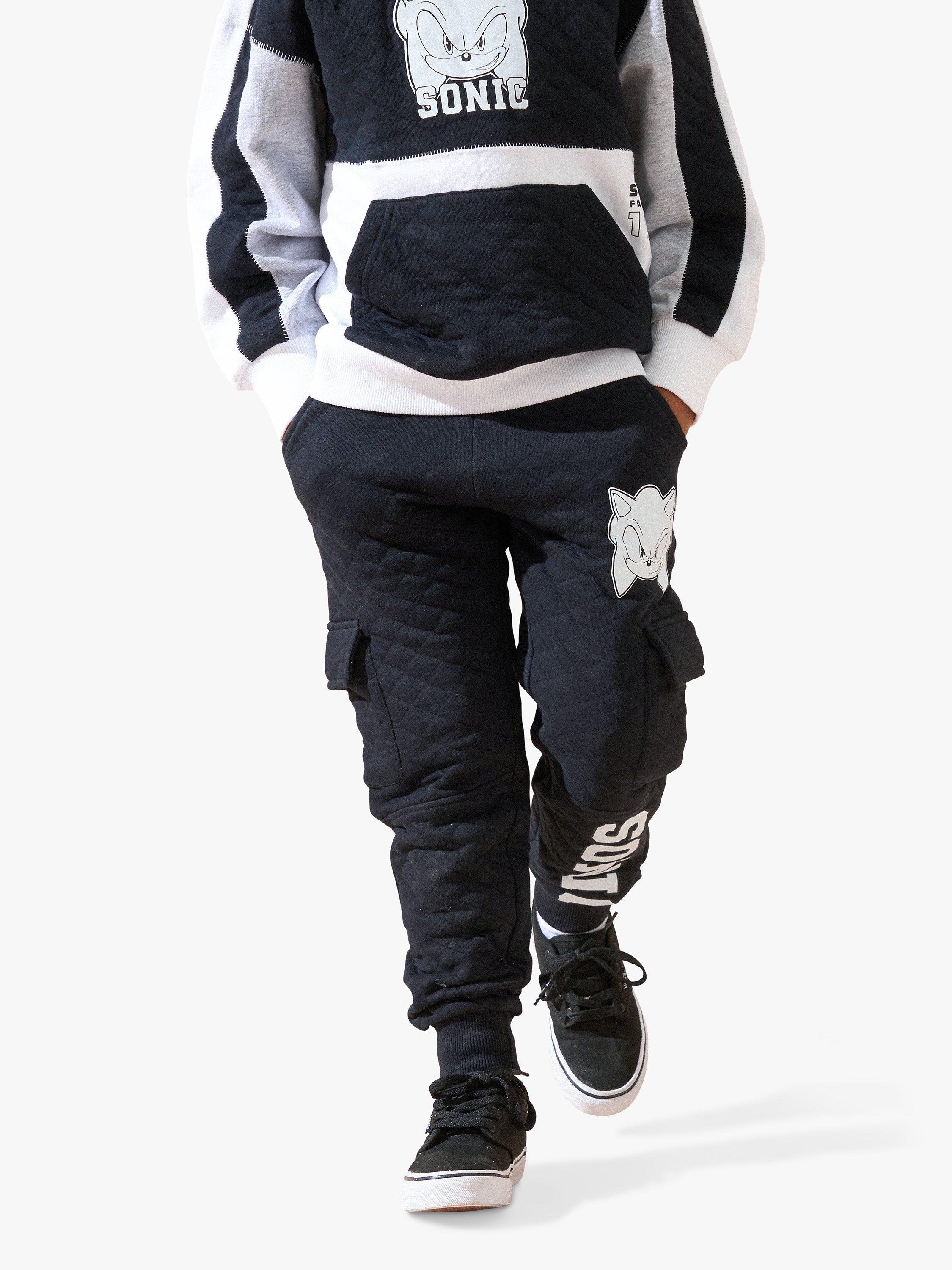 Product image 3 of 6, which shows Angel & Rocket Kids' Sonic Cargo Joggers, Black/White, 3-4 years