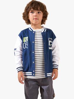 Angel & Rocket Kids' Minecraft Colour Block Varsity Jacket, Navy/Multi, Navy/Multi