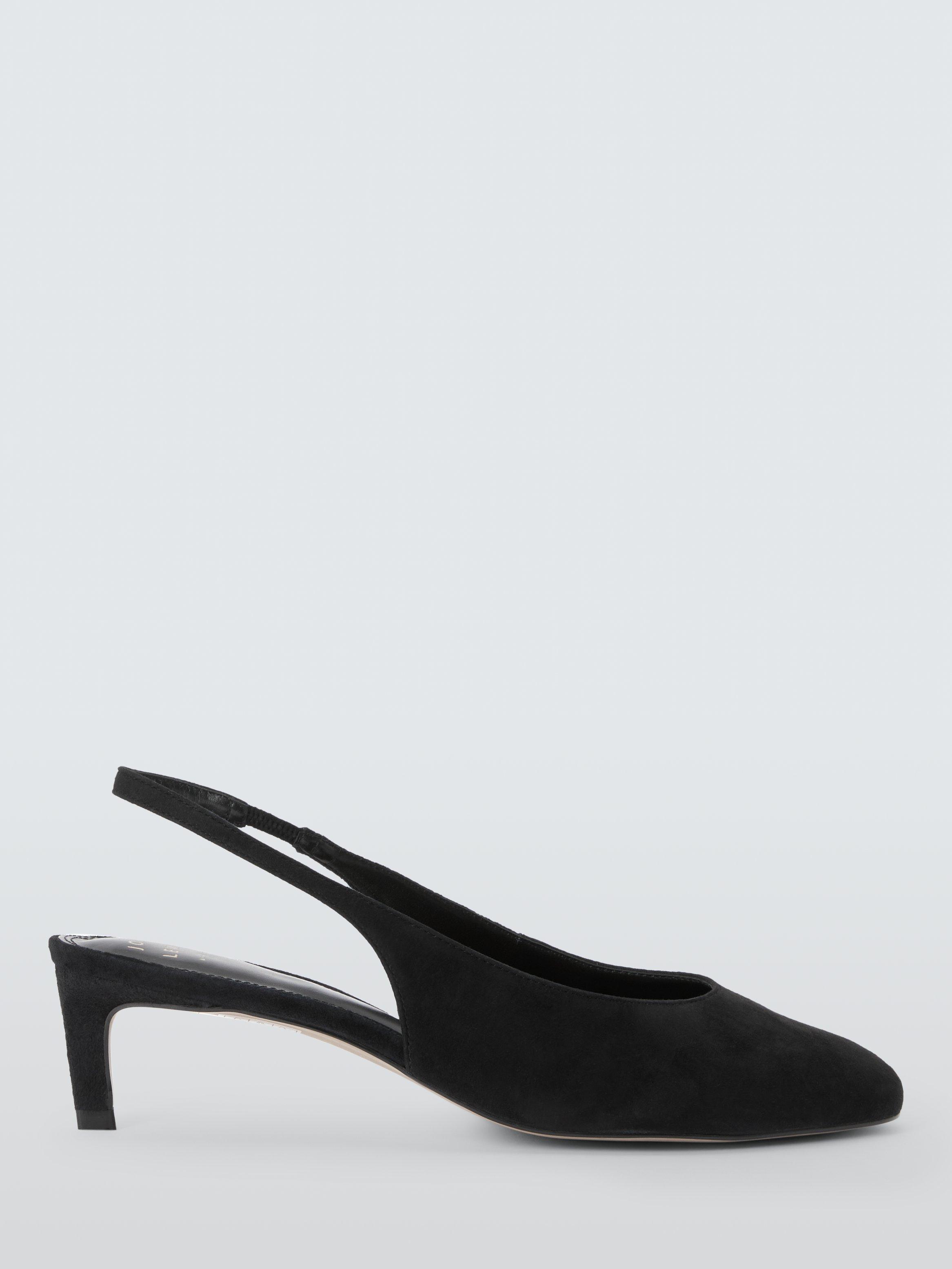 John Lewis Arya Suede Almond Toe Slingback Court Shoes Black