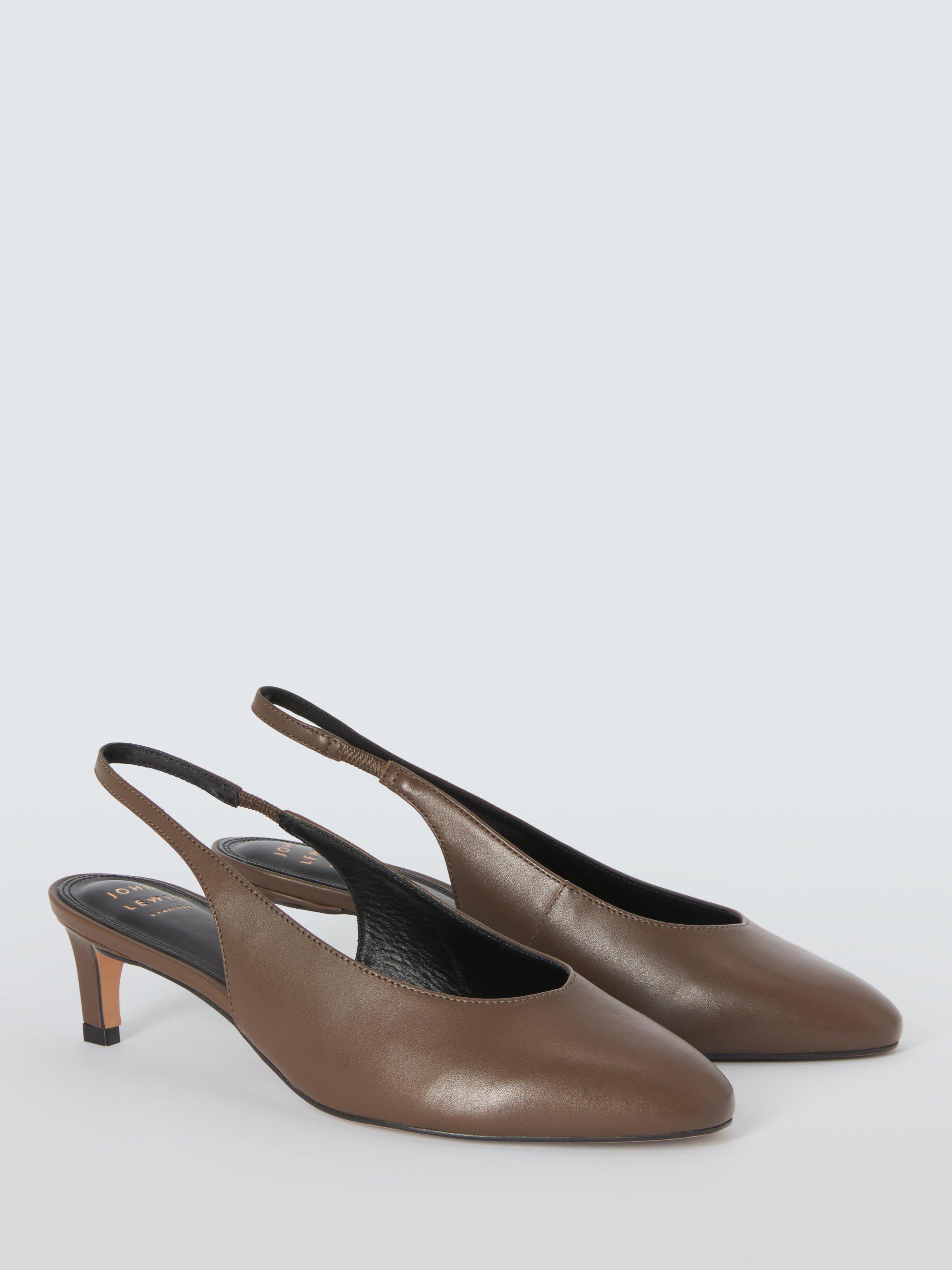 Product image 3 of 6, which shows John Lewis Arya Leather Almond Toe Slingback Court Shoes, Olive, 3