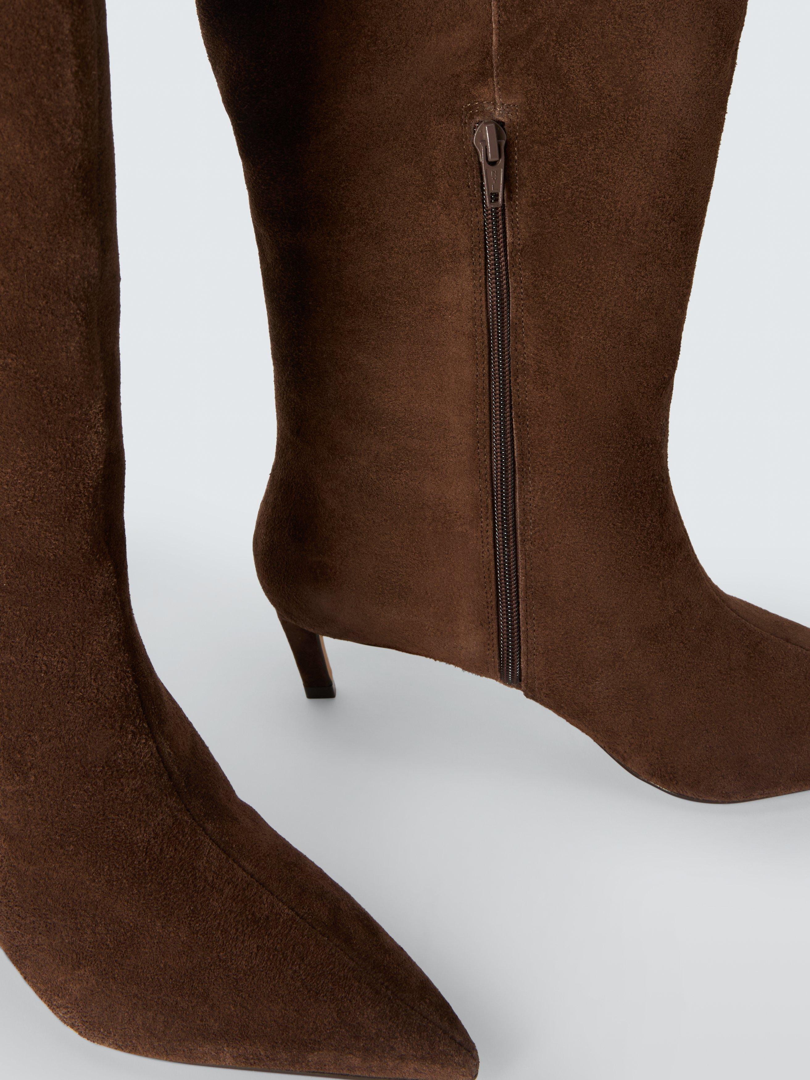 Suede pull on knee high boots online