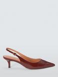 John Lewis Cosmos Leather Refined Kitten Heel Slingback Open Court Shoes, Burgundy, Burg Naplack Pat