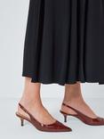 John Lewis Cosmos Leather Refined Kitten Heel Slingback Open Court Shoes, Burgundy, Burg Naplack Pat