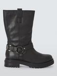 John Lewis Parkes Leather Biker Boots, Black