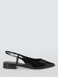 John Lewis Demie Leather Pointed Slingback Low Heel Open Court Shoes, Black