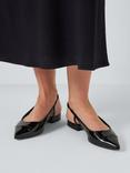 John Lewis Demie Leather Pointed Slingback Low Heel Open Court Shoes, Black