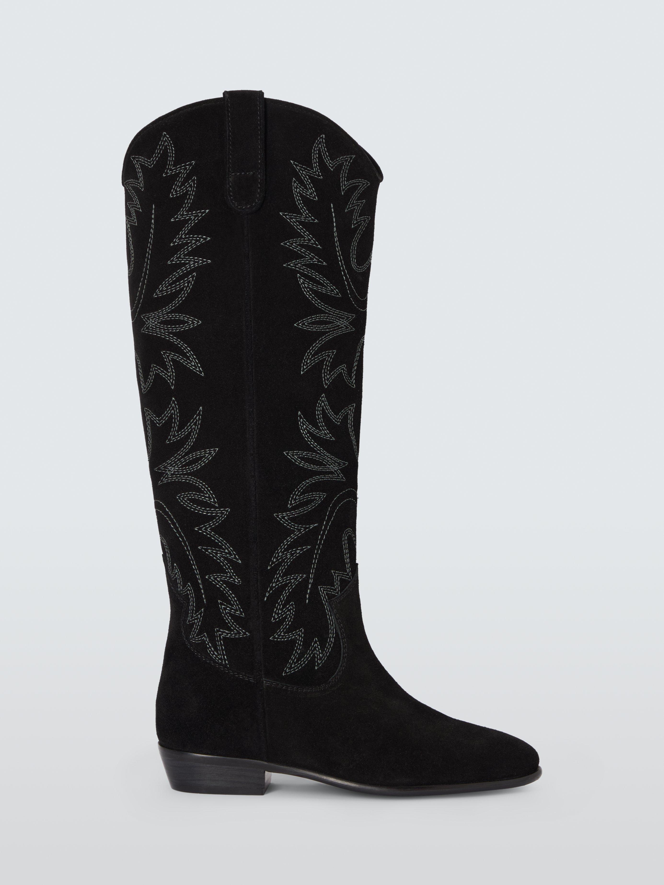 Black embroidered boots hotsell