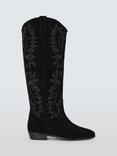 AND/OR Thornberry Suede Embroidered Knee High Western Boots, Black