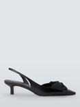 John Lewis Dolly Leather Mid Heel Demi Bow Court Shoes, Black