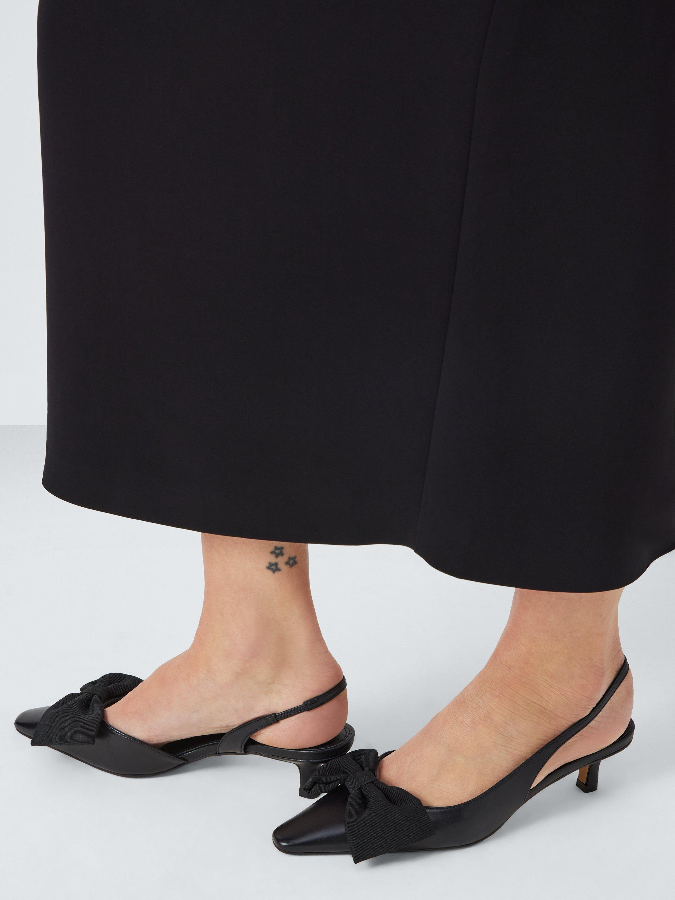 Product image 2 of 6, which shows John Lewis Dolly Leather Mid Heel Demi Bow Court Shoes, Black, 3