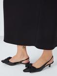 John Lewis Dolly Leather Mid Heel Demi Bow Court Shoes, Black