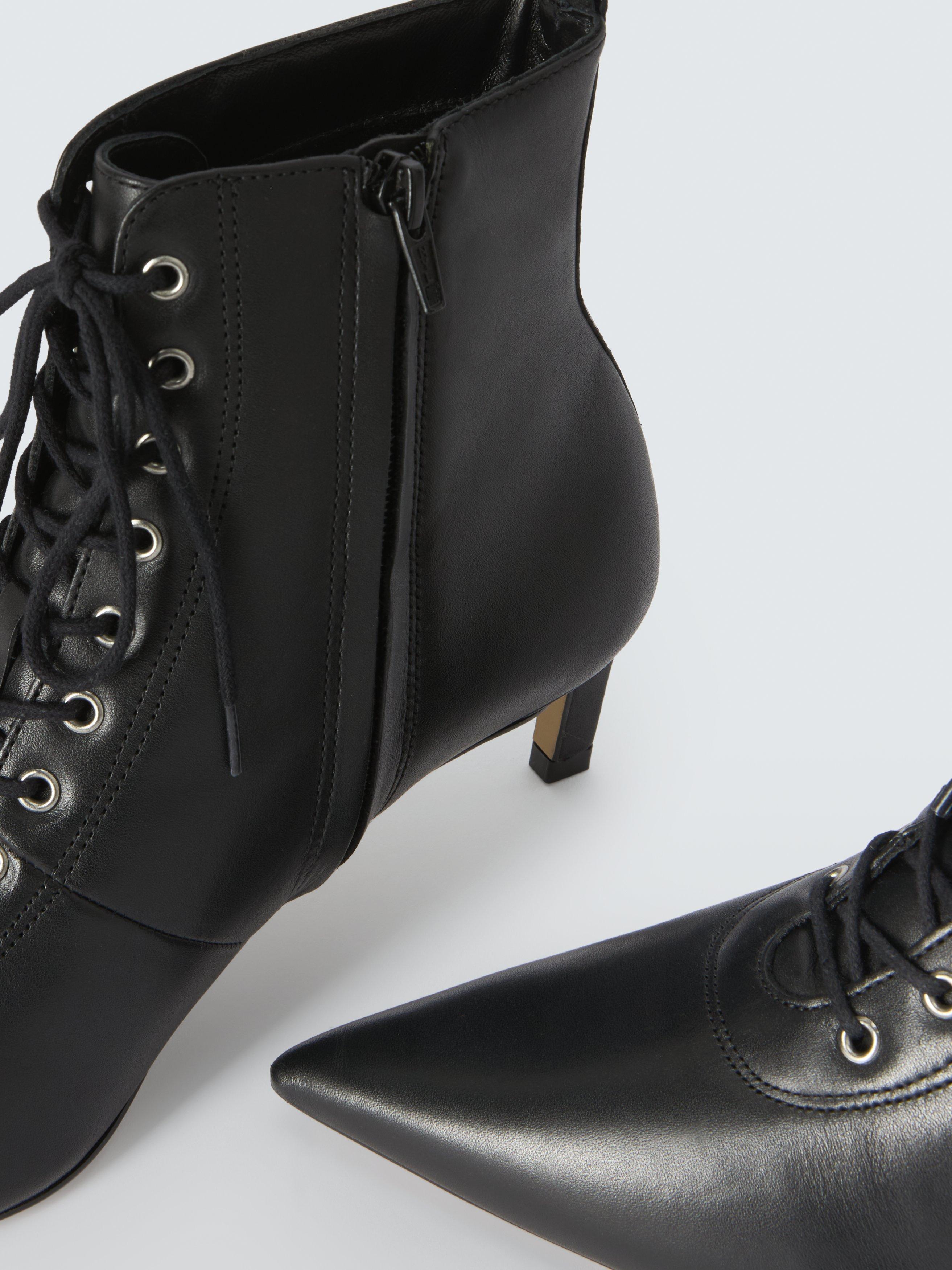 Black lace up kitten heel boots online