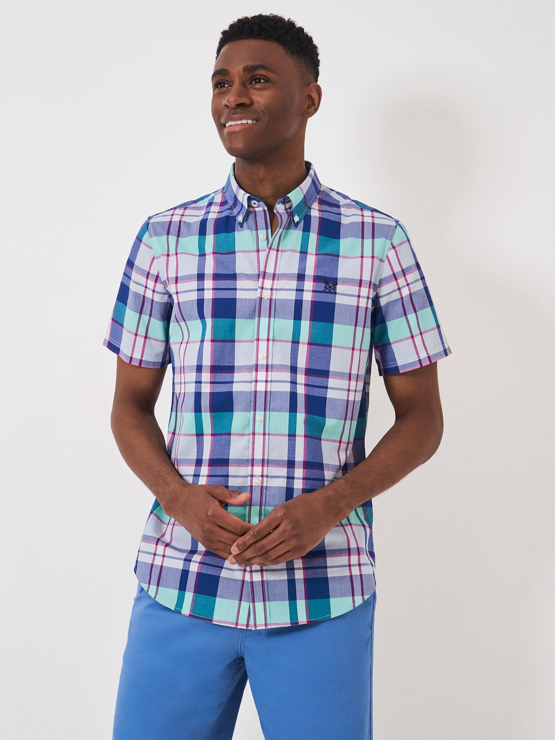 Product image 1 of 5, which shows Crew Clothing Cotton Check Shirt, Mid Blue/Multi, L