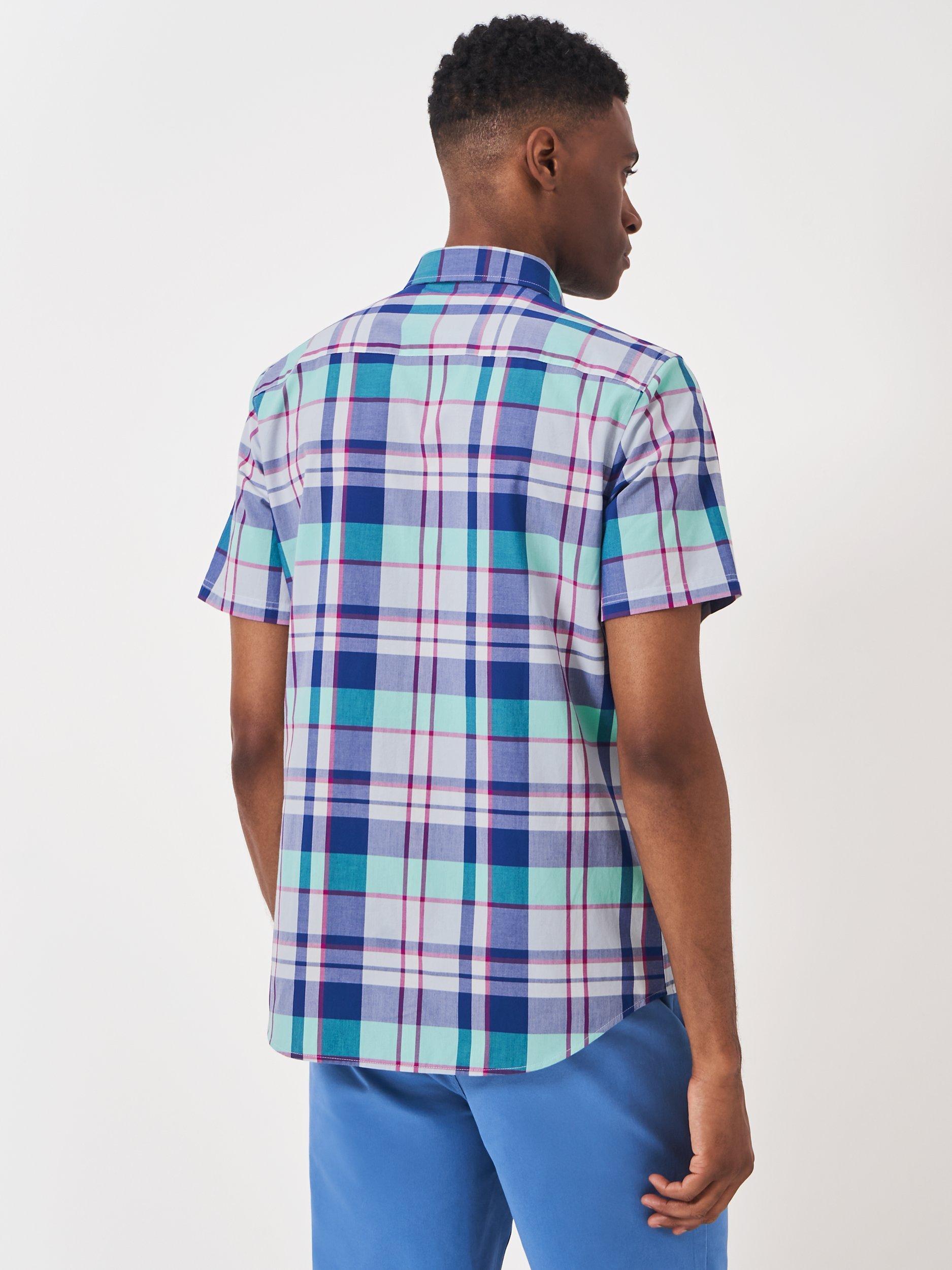 Product image 2 of 5, which shows Crew Clothing Cotton Check Shirt, Mid Blue/Multi, L