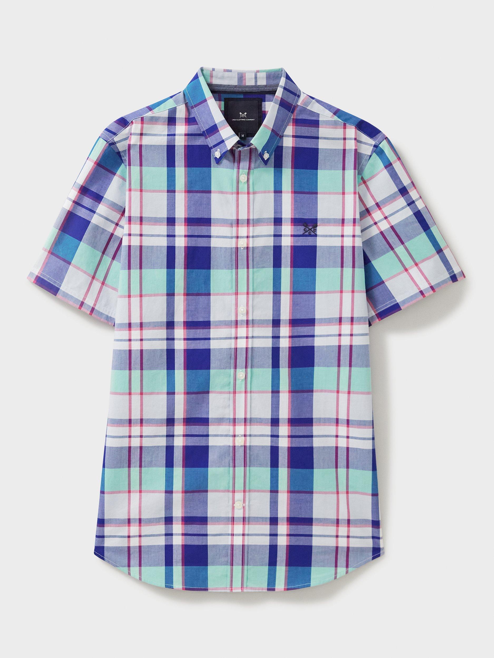 Product image 4 of 5, which shows Crew Clothing Cotton Check Shirt, Mid Blue/Multi, L
