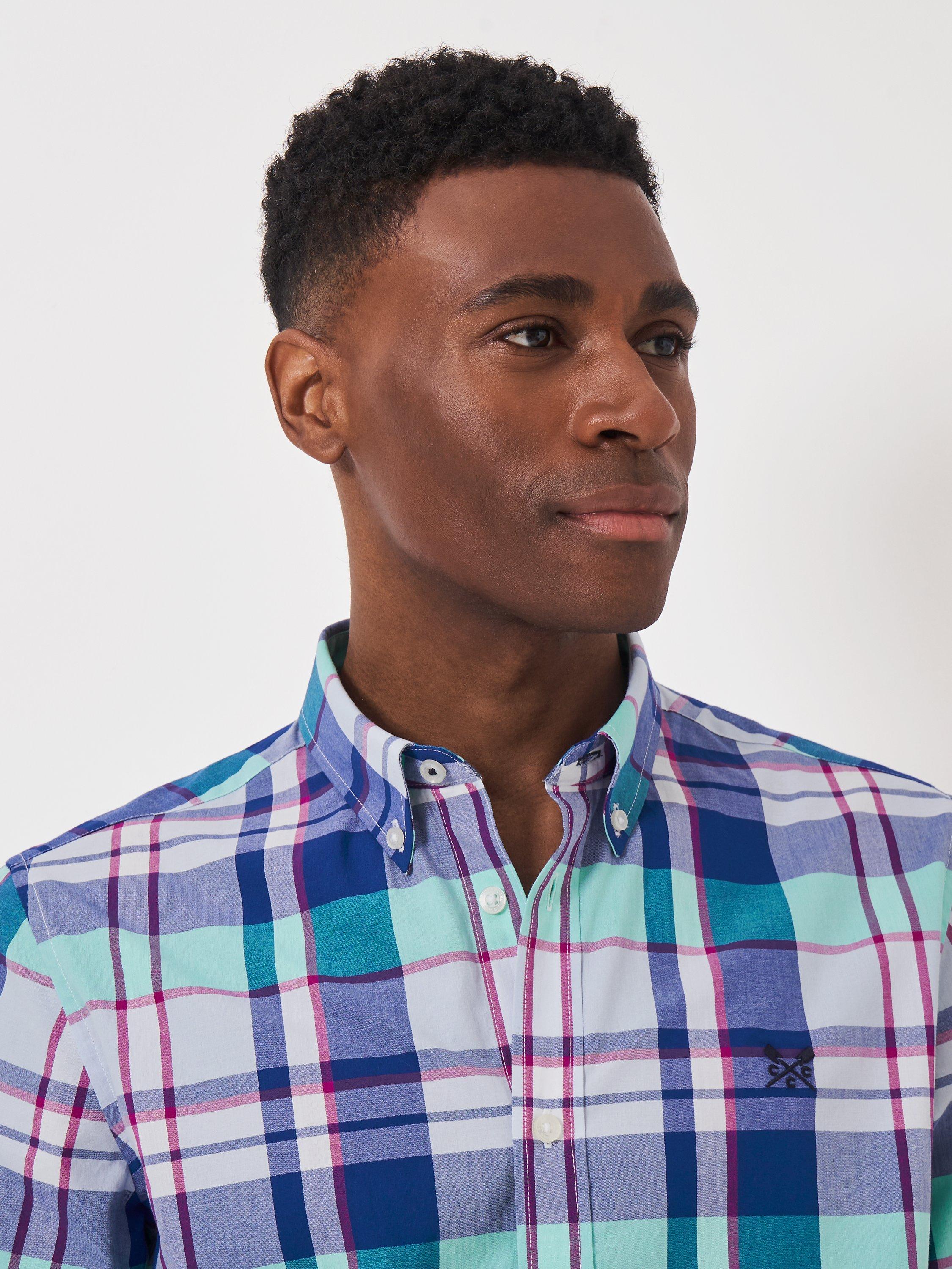Product image 5 of 5, which shows Crew Clothing Cotton Check Shirt, Mid Blue/Multi, L