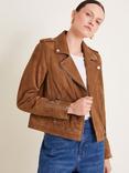 Monsoon Sienna Suede Jacket, Tan