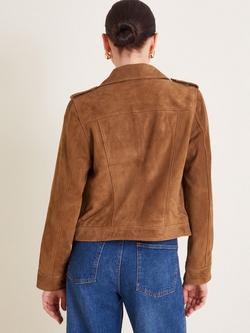 Monsoon Sienna Suede Jacket, Tan - view 2, Tan