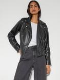 Monsoon Paloma Faux Leather Biker Jacket, Black