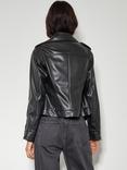 Monsoon Paloma Faux Leather Biker Jacket, Black