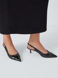 John Lewis Cosmos Leather Refined Kitten Heel Slingback Open Court Shoes, Black