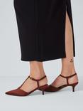 John Lewis Cordelia Satin T-Bar Pointed Kitten Heel Open Court Shoes, Bronze