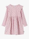 Polarn O. Pyret Kids' Heart Print Long Sleeve Dress, Pink