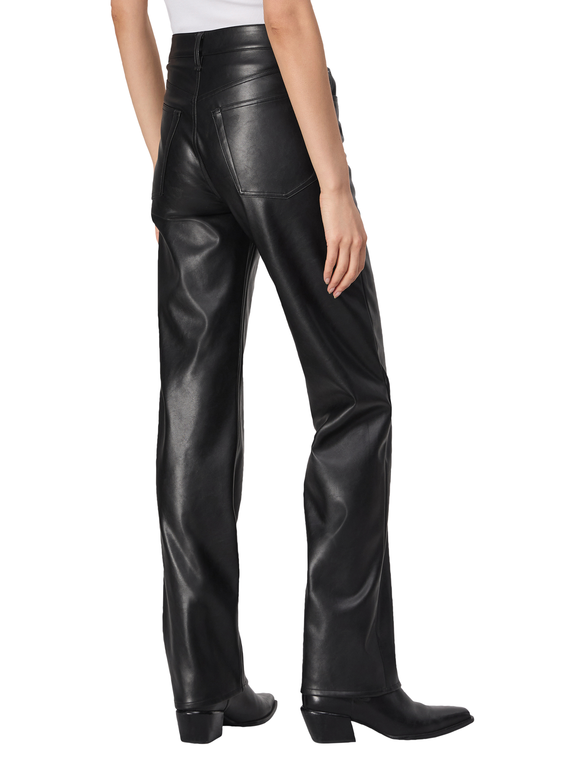 Product image 2 of 5, which shows rag & bone Harlow Faux Leather Trousers, Dark Brown, 24