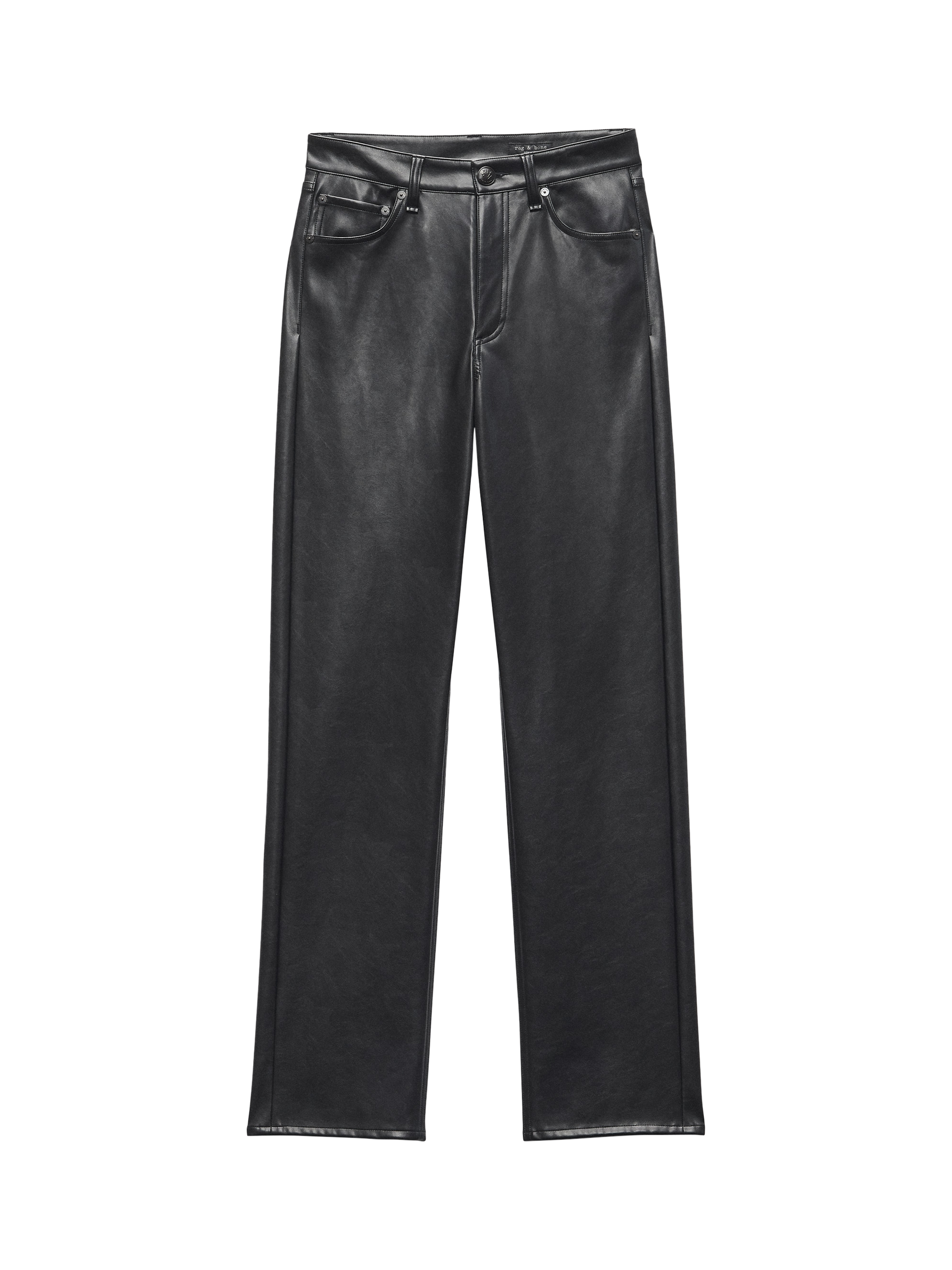 Product image 4 of 5, which shows rag & bone Harlow Faux Leather Trousers, Dark Brown, 24