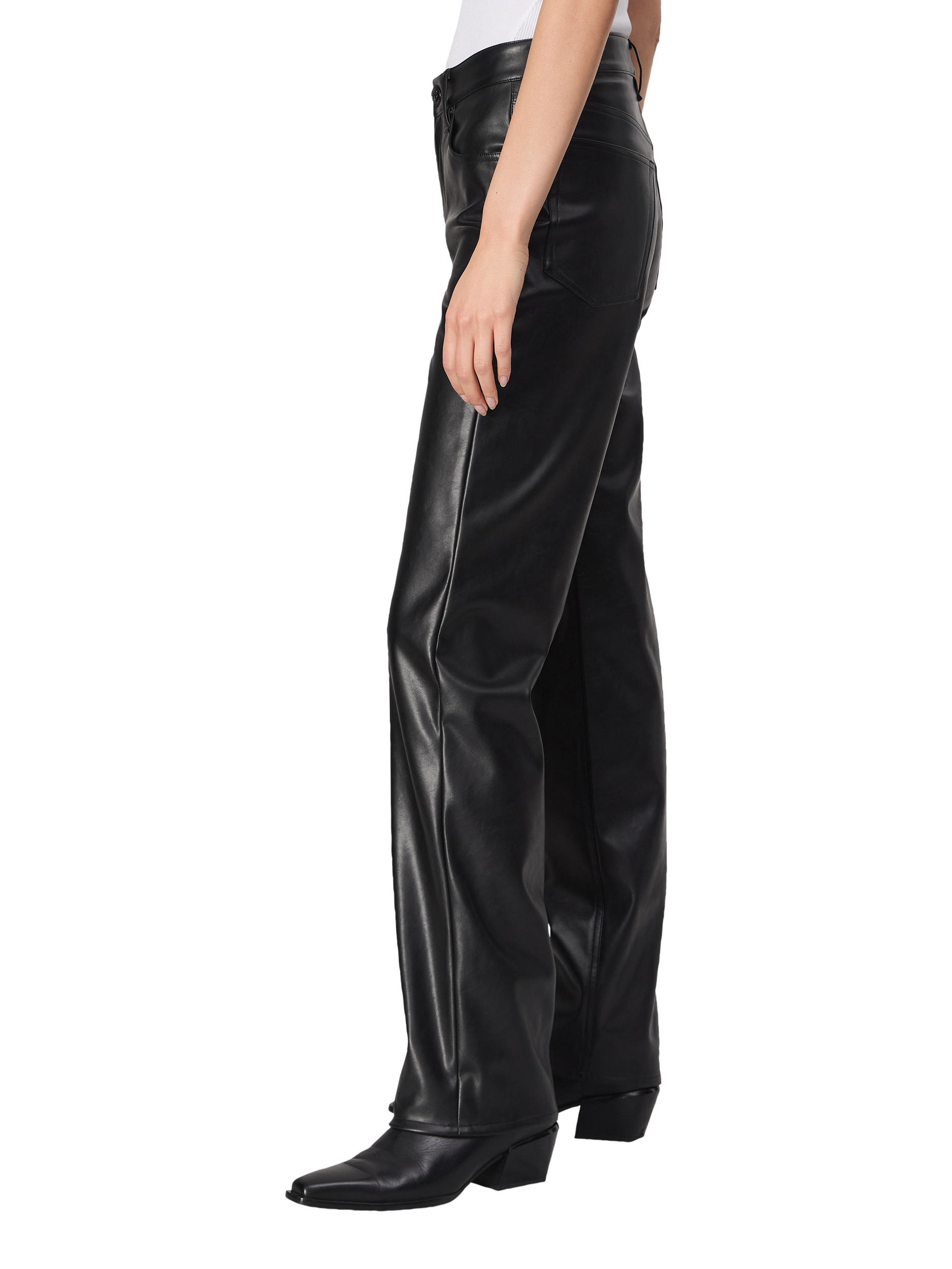 Product image 5 of 5, which shows rag & bone Harlow Faux Leather Trousers, Dark Brown, 24