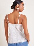 Monsoon Rosie Embroidered Lace Trim Camisole Top, White