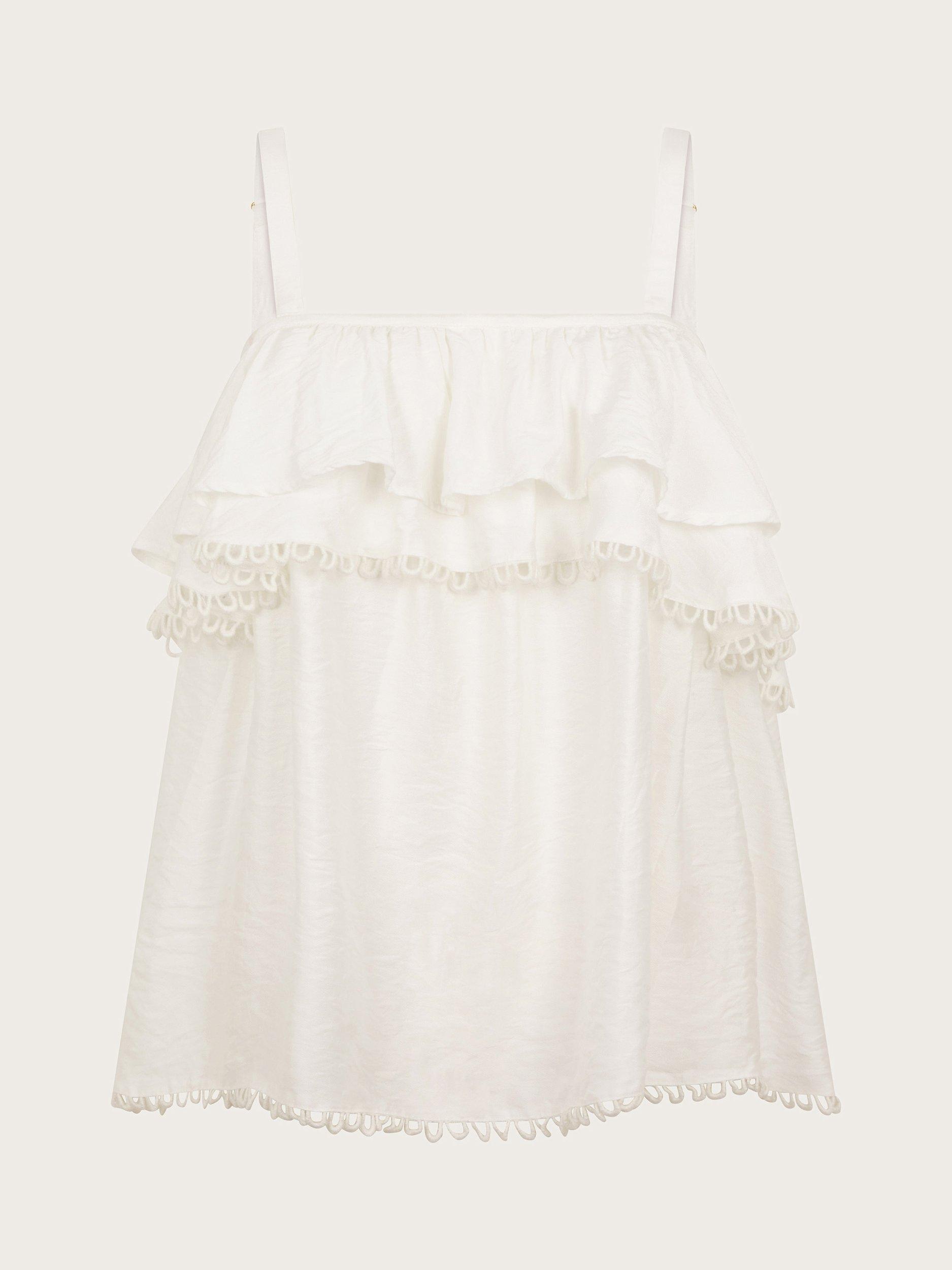 Product image 6 of 6, which shows Monsoon Aesha Frill Camisole Top, White, XXL
