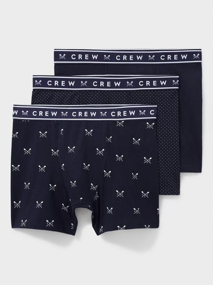 Crew Clothing Logo Boxers, Pack of 3, Navy Blue, Navy Blue