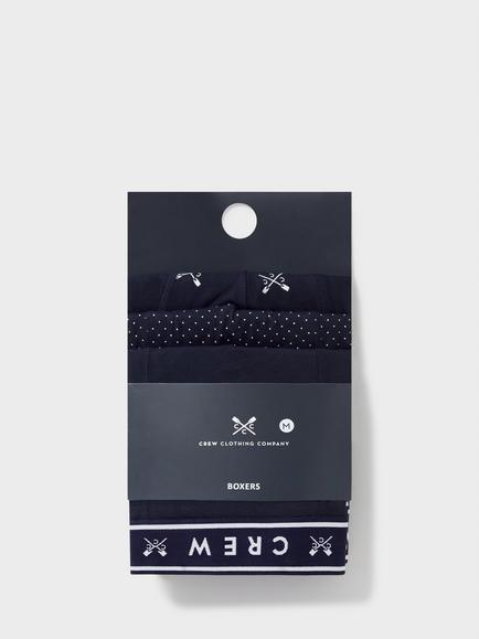 Crew Clothing Logo Boxers, Pack of 3, Navy Blue - view 2, Navy Blue