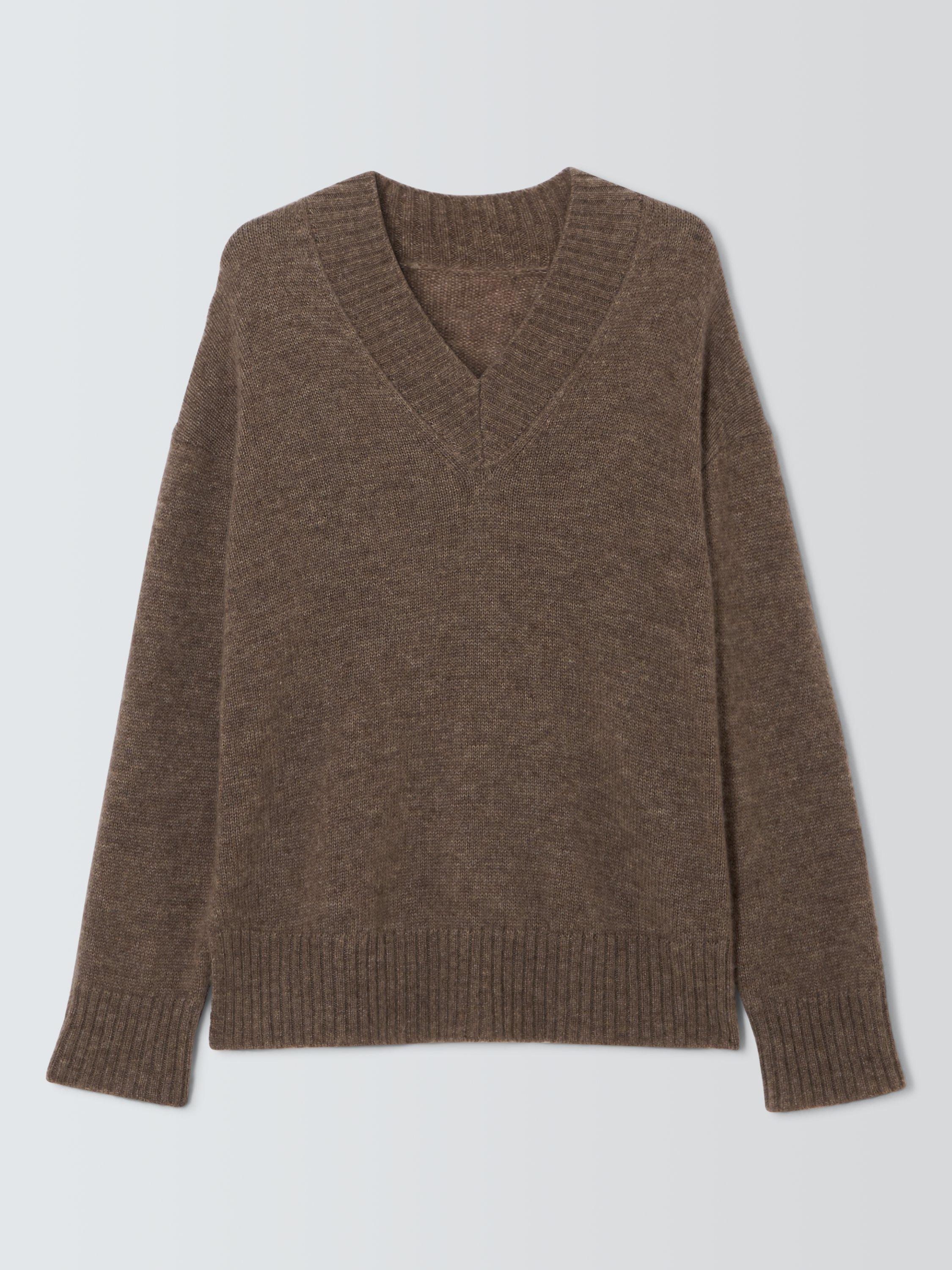 Product image 4 of 6, which shows Rails Gisella Cashmere Silk V-Neck Jumper, Brown, XS