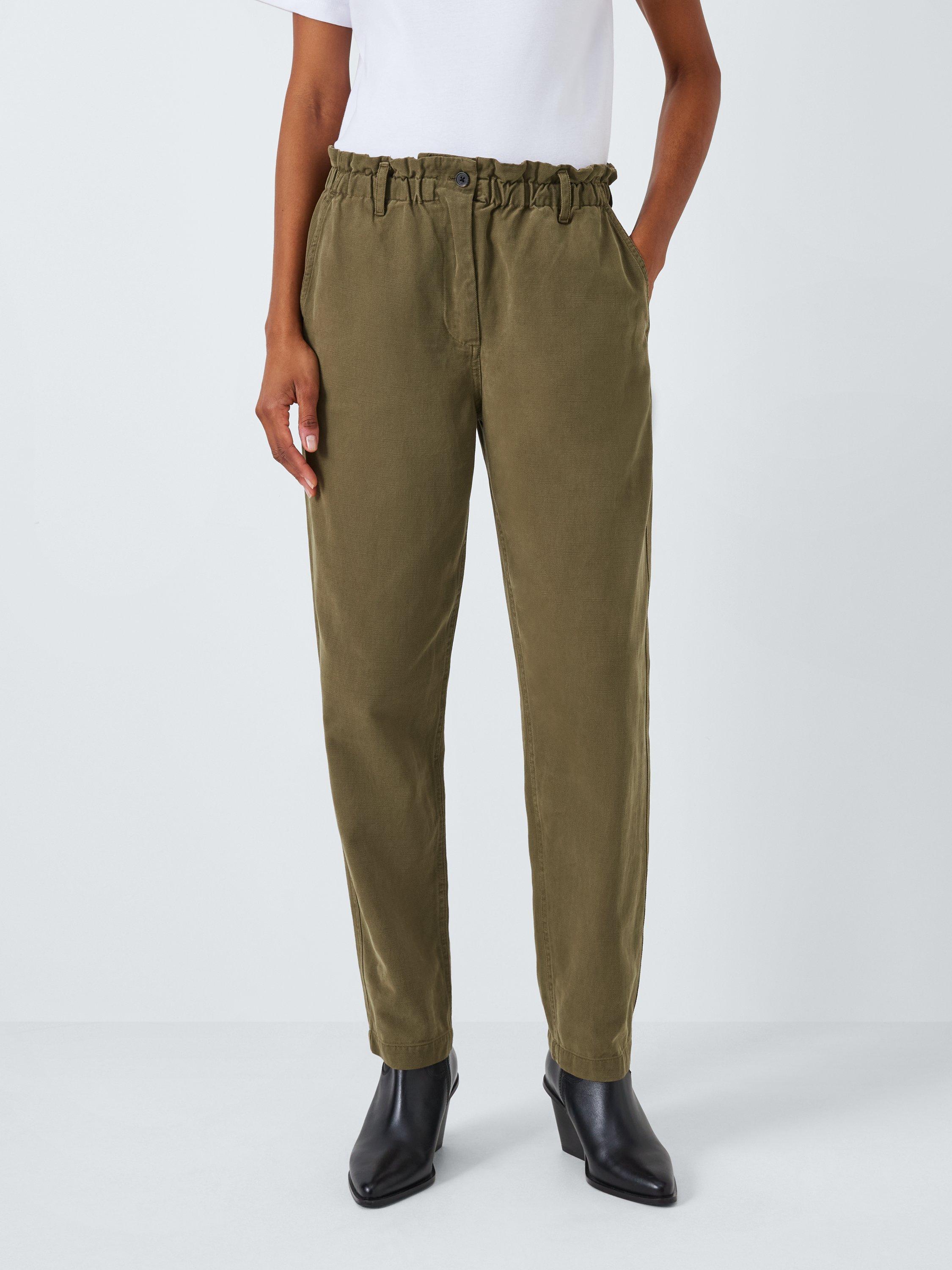 Product image 1 of 6, which shows Rails Lira Paperbag Waistband Trousers, Dark Olive, M
