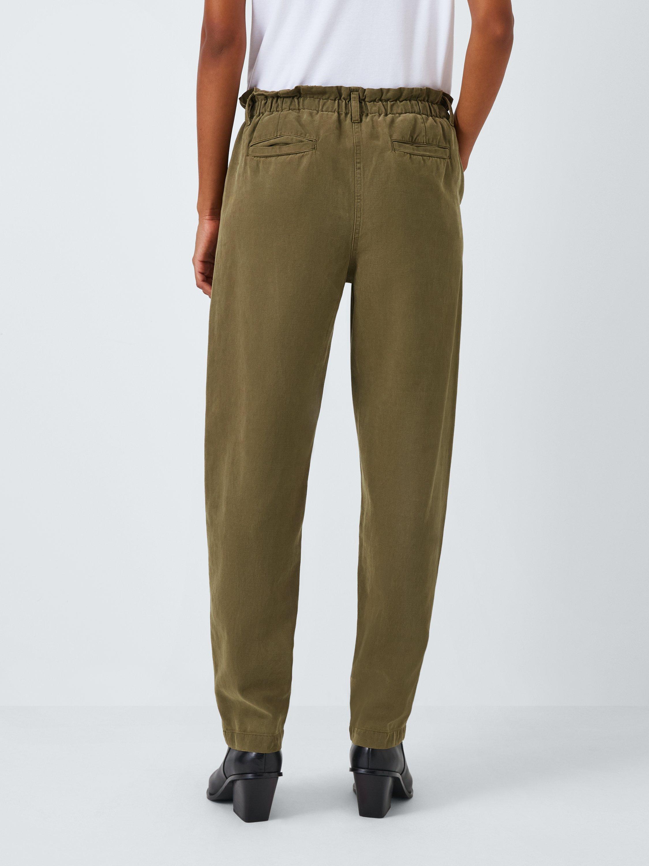 Product image 2 of 6, which shows Rails Lira Paperbag Waistband Trousers, Dark Olive, M