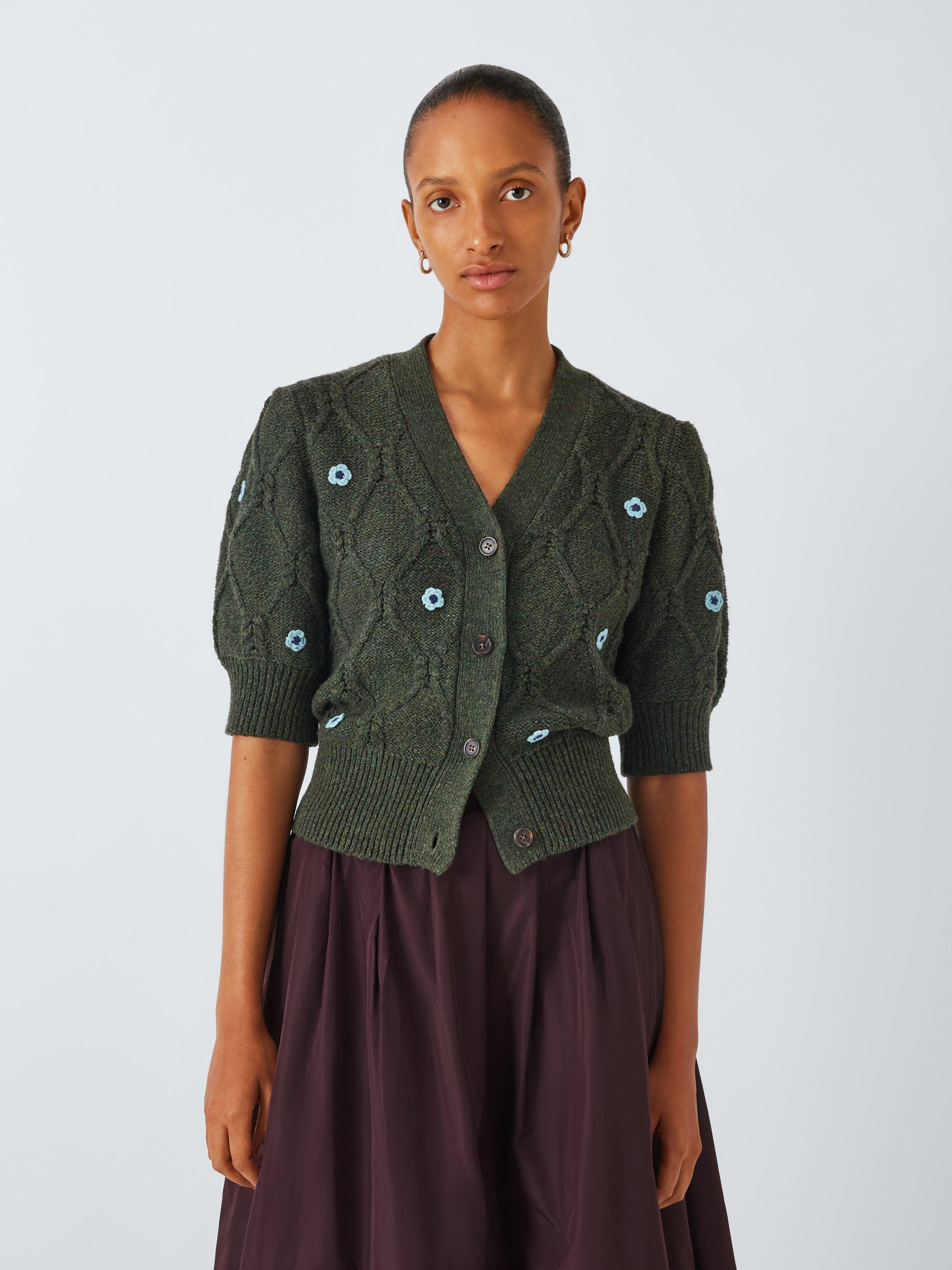 Rails Isla Short Sleeve Cardigan, Forest Daisies